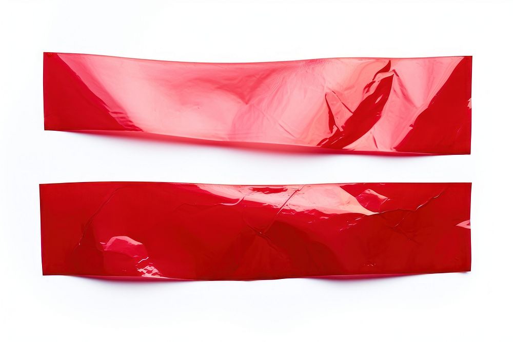 Glossy red foil adhesive strip white background rectangle ketchup. AI generated Image by rawpixel.