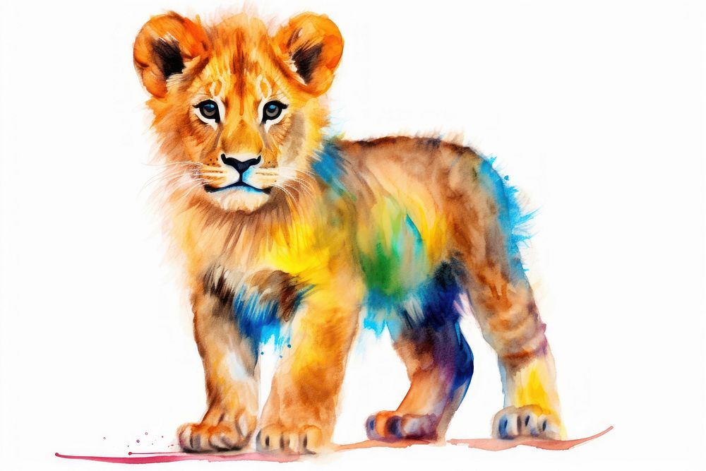  Lion wildlife drawing mammal. AI generated Image by rawpixel.