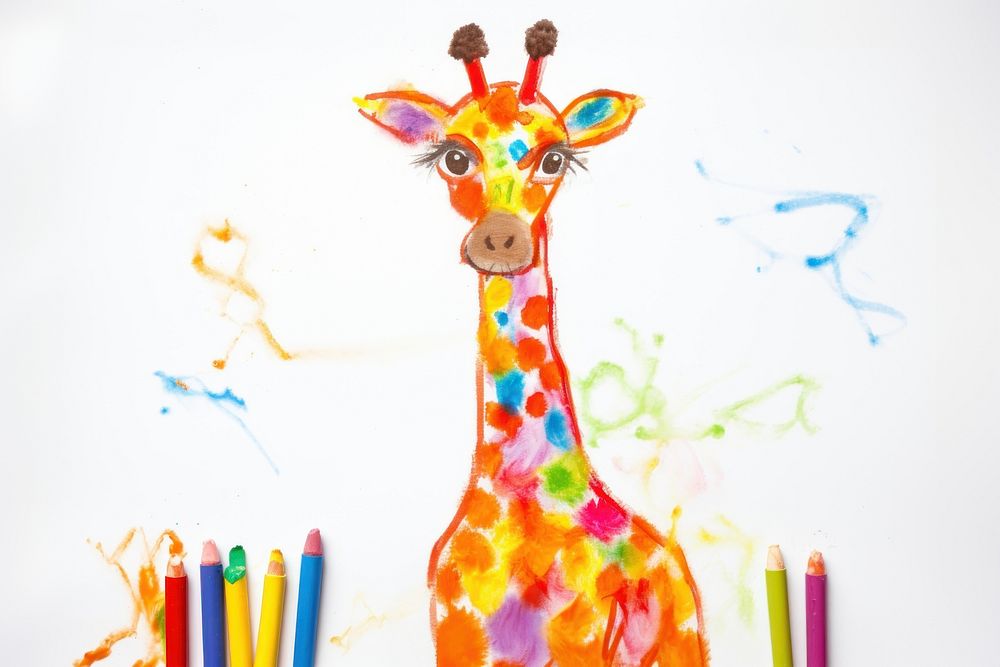  Giraffe drawing animal art. AI generated Image by rawpixel.