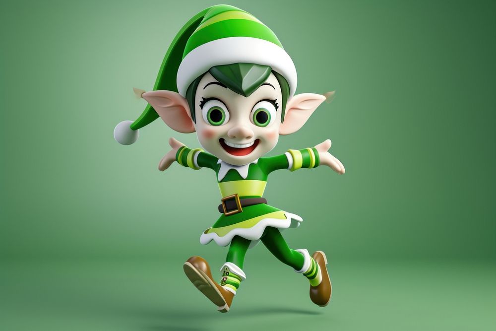Elf happy jumpping cartoon green toy.