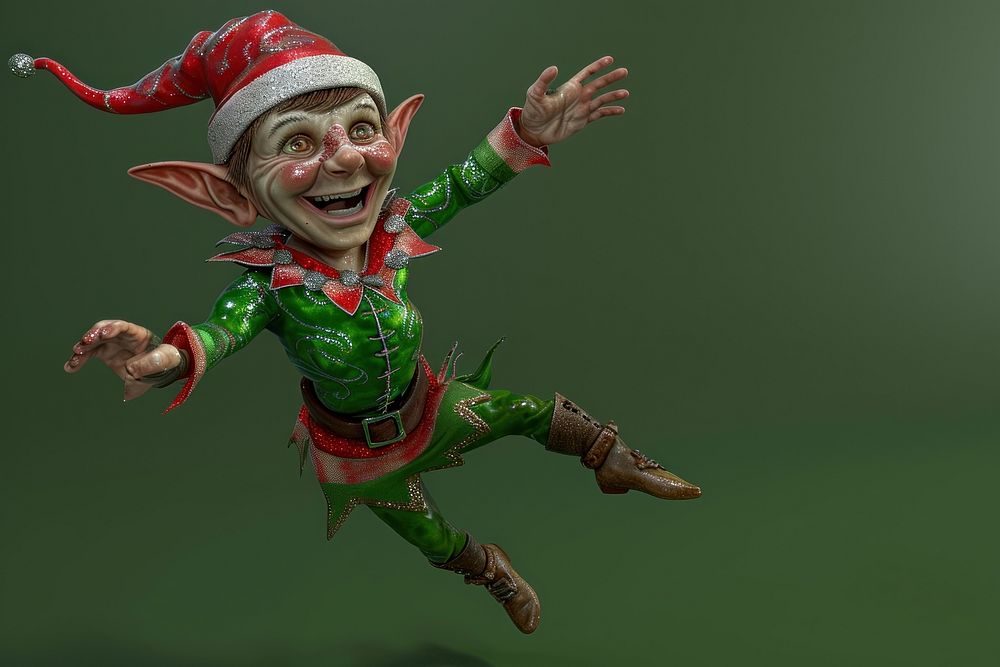 Elf happy jumpping elf representation celebration.
