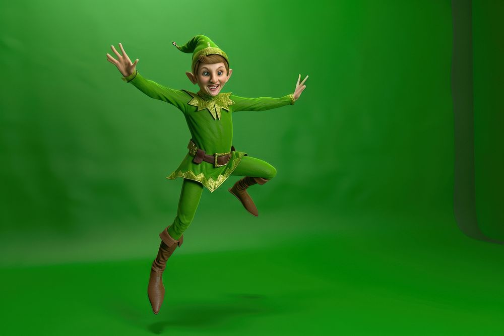 Elf happy jumpping dancing green recreation.