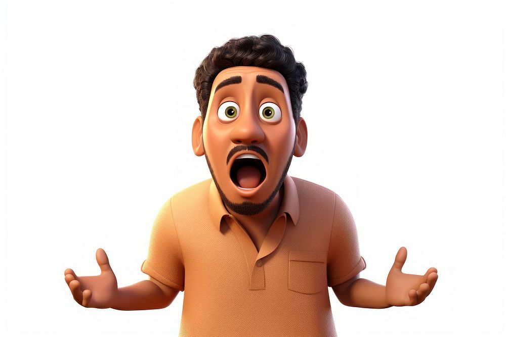 PNG Ethnic man cartoon surprised face. AI generated Image by rawpixel.
