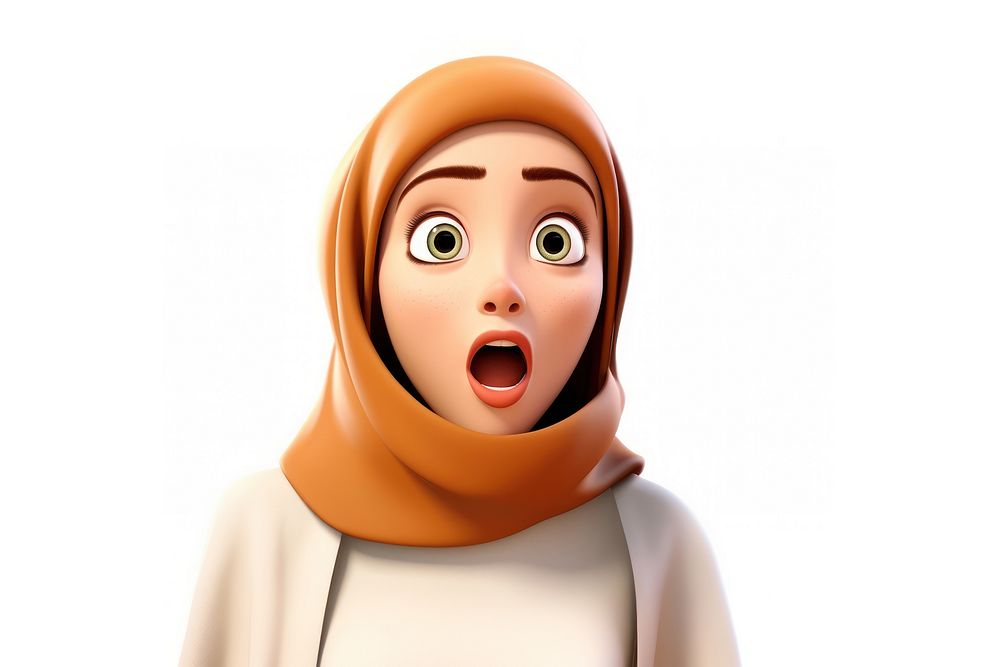 PNG Middle eastern woman surprised cartoon face. AI generated Image by rawpixel.