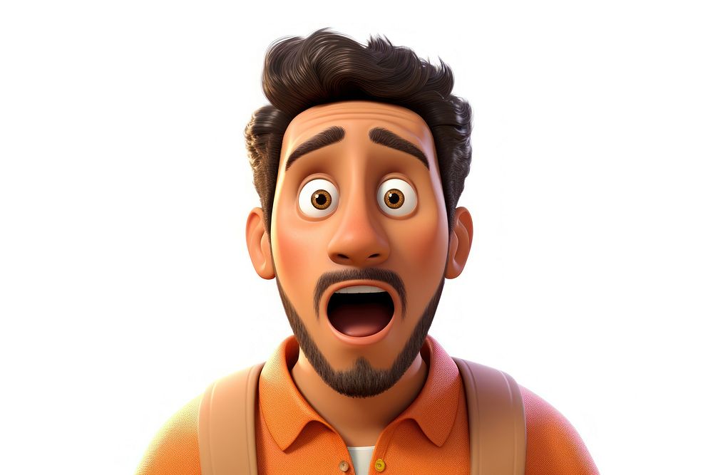 PNG South american man surprised portrait cartoon. AI generated Image by rawpixel.