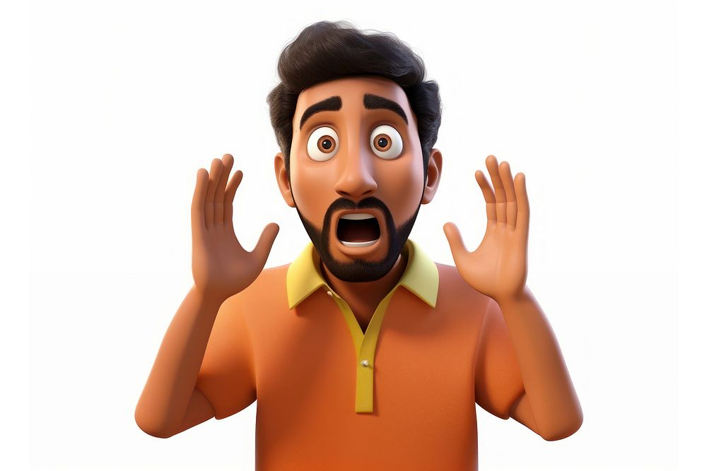 PNG South asian man surprised portrait cartoon. AI generated Image by rawpixel.