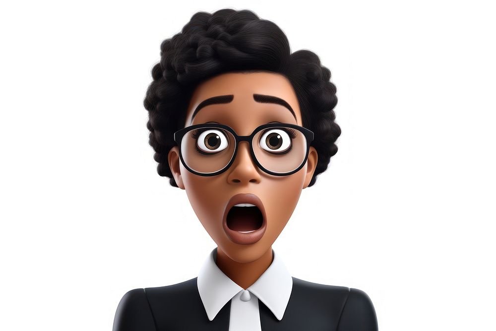 PNG Surprised black business woman portrait cartoon adult. AI generated Image by rawpixel.