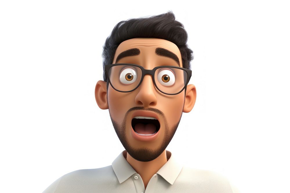 PNG West asian man surprised portrait cartoon. AI generated Image by rawpixel.