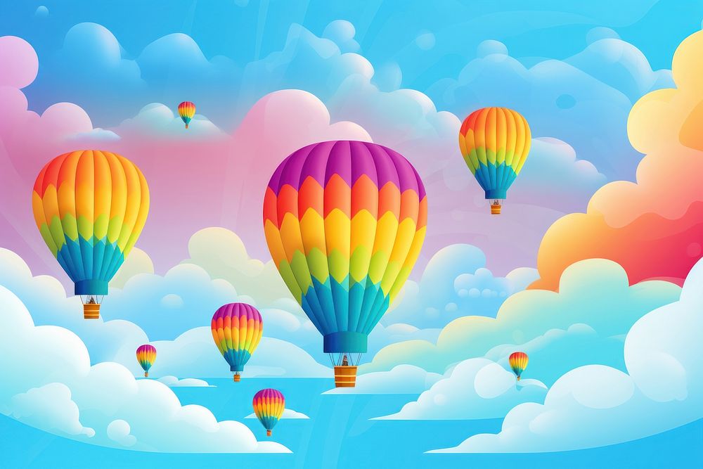 Rainbow balloon backgrounds aircraft.