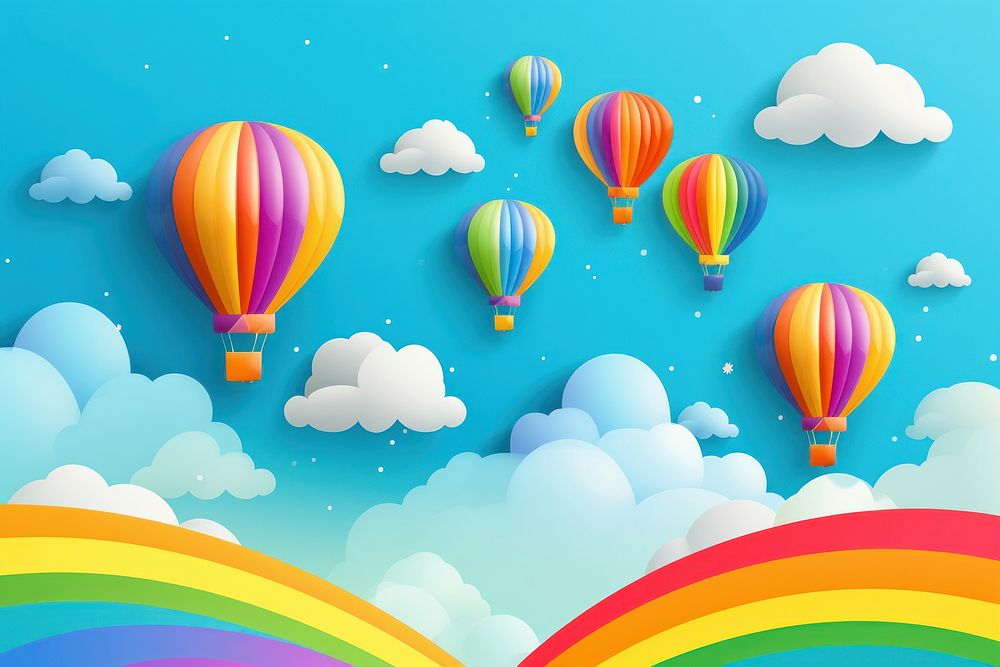 Rainbow balloon backgrounds aircraft.