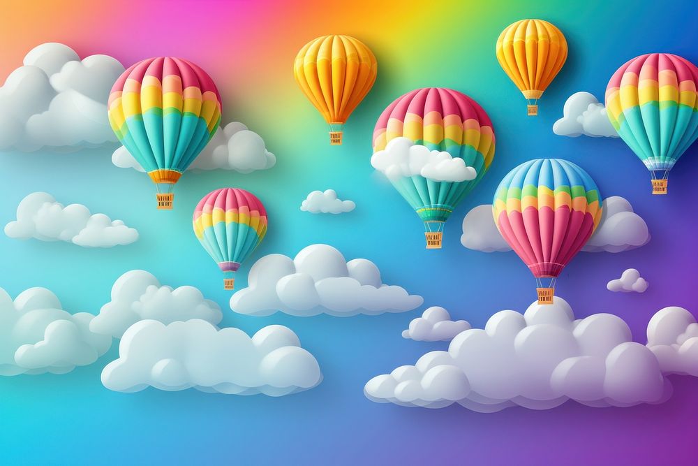 Rainbow balloon backgrounds aircraft.
