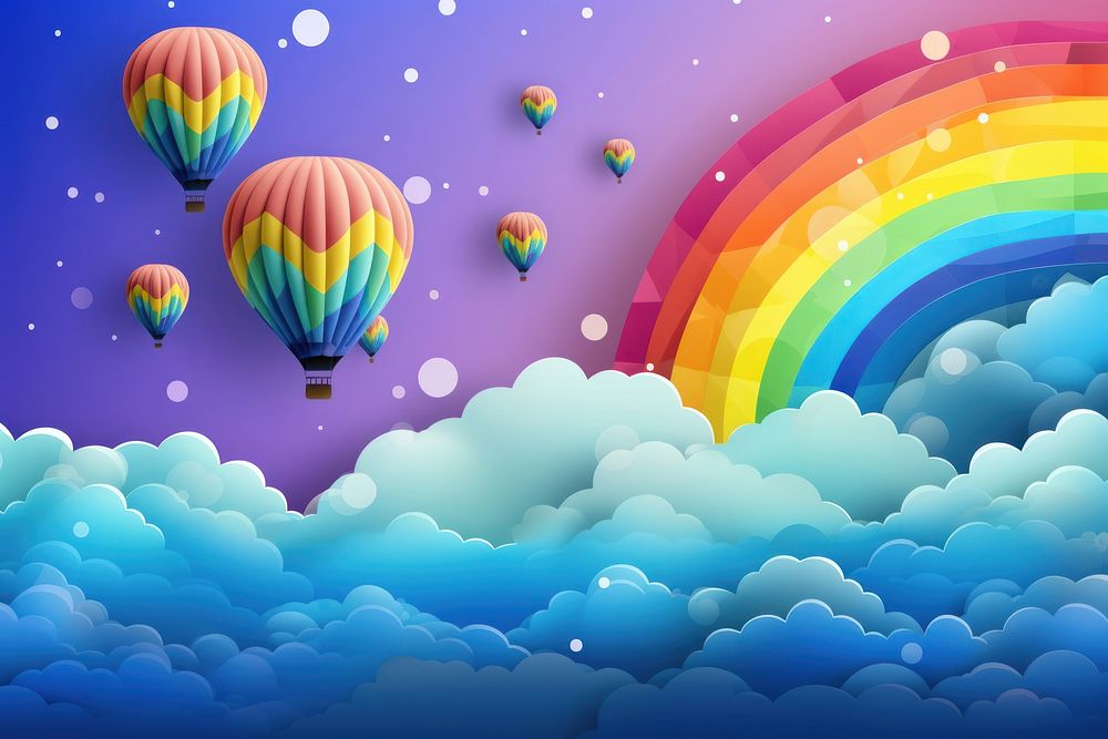 Rainbow balloon backgrounds sky.