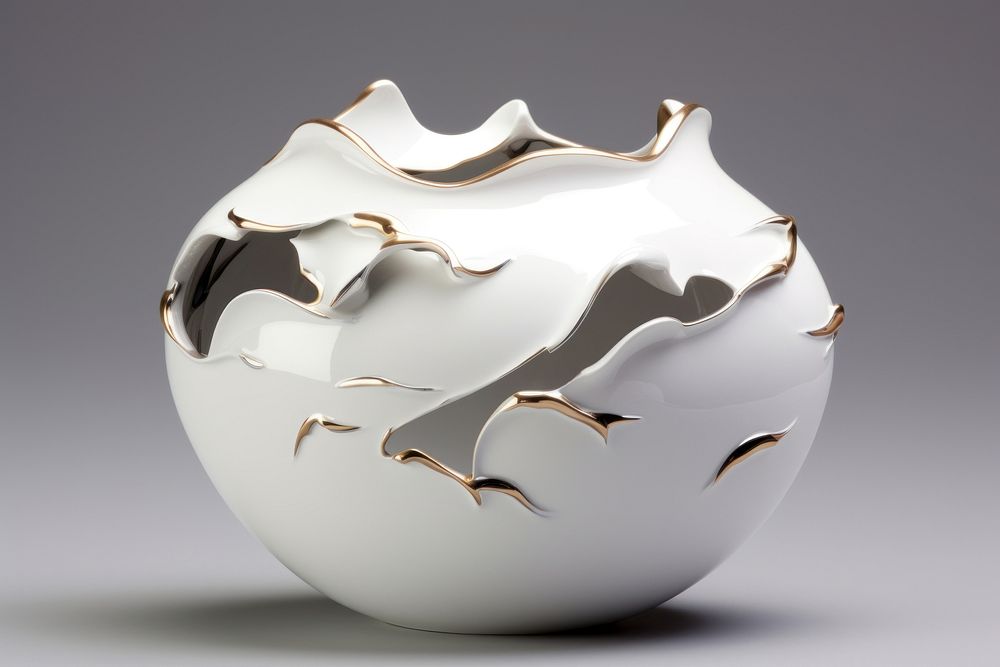  White enamel porcelain pottery vase. AI generated Image by rawpixel.