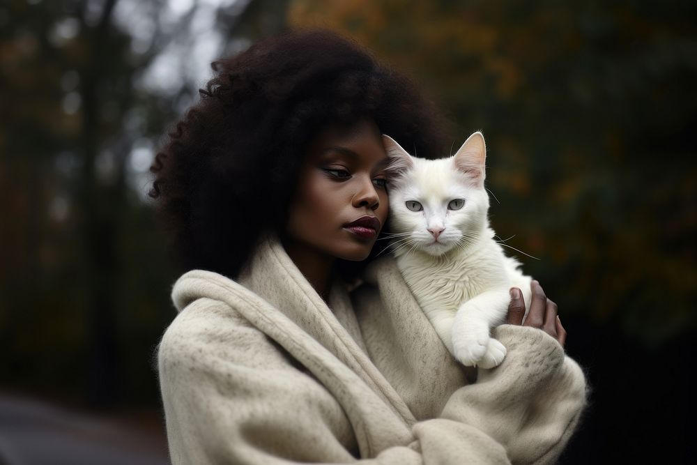 Woman holding their cat portrait animal mammal.