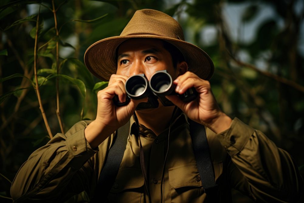 Man using Binoculars binoculars photo photographing. AI generated Image by rawpixel.