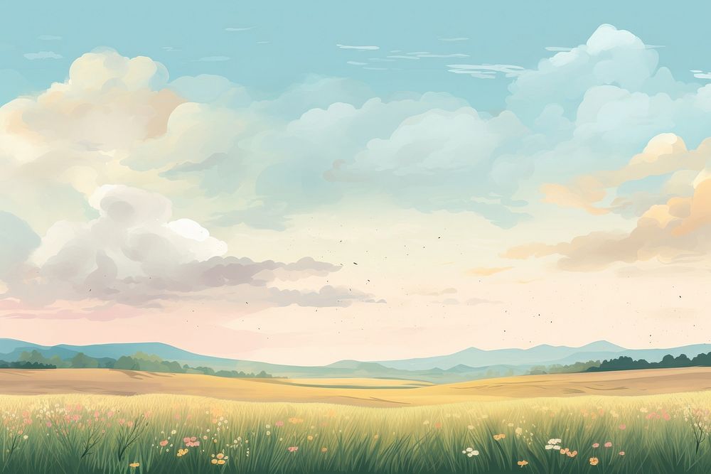  Grassland landscape outdoors horizon. AI generated Image by rawpixel.