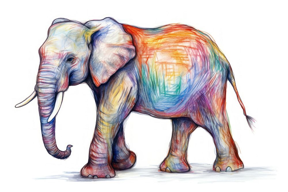  Elephant wildlife drawing mammal. AI generated Image by rawpixel.