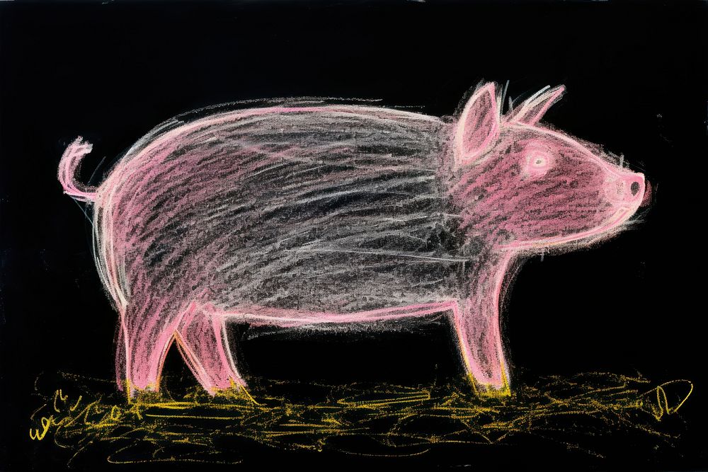  Pig drawing animal mammal. AI generated Image by rawpixel.