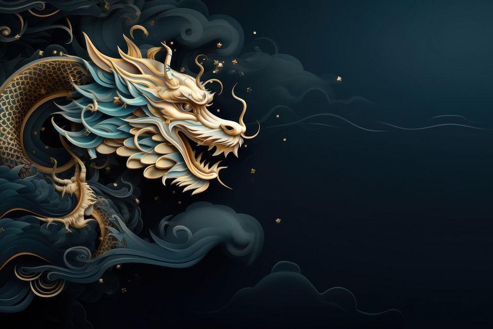 Chinese new year dragon blue creativity.
