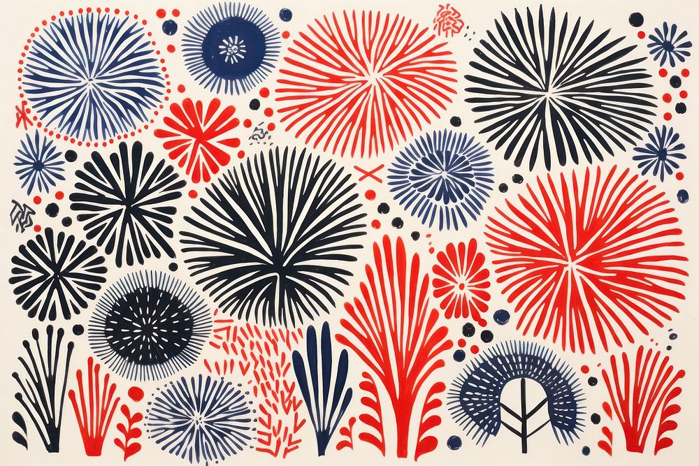 Fireworks pattern line art. AI generated Image by rawpixel.