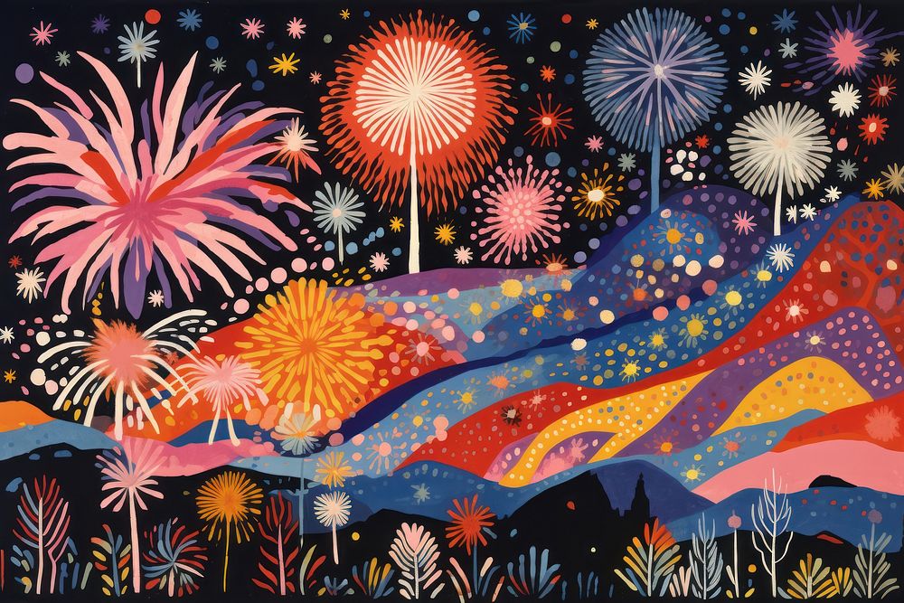 Fireworks painting pattern land. AI generated Image by rawpixel.