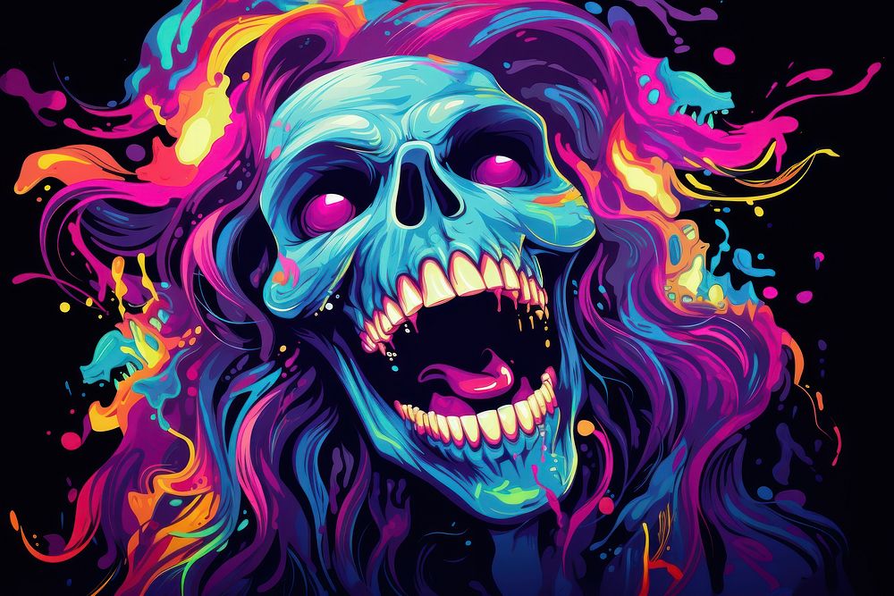 Scream skull art painting pattern.