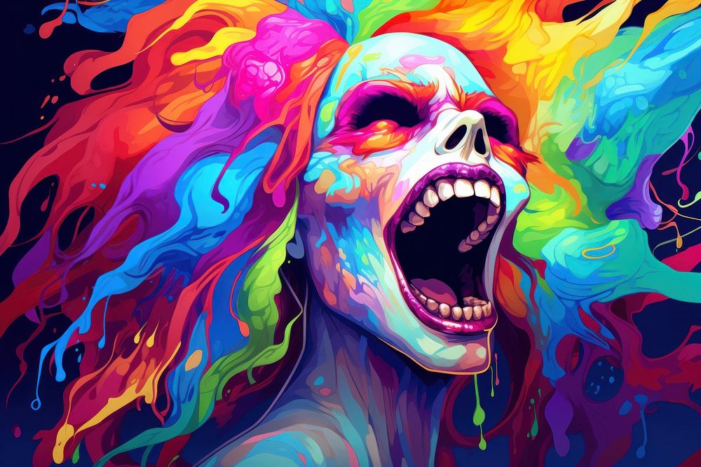 Scream skull art painting representation.