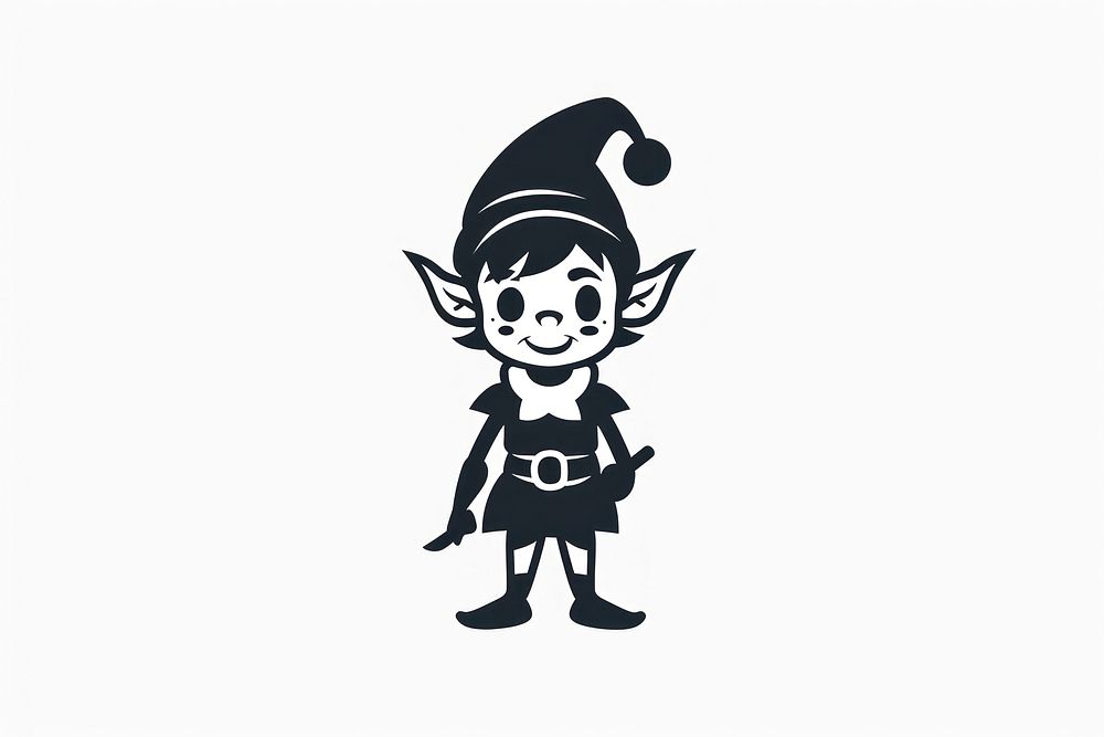 Cute Elf character cartoon stencil white background.