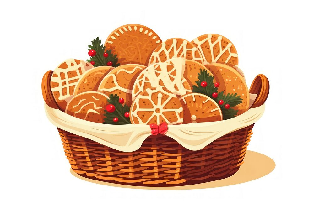 Christmas cookies basket dessert food.