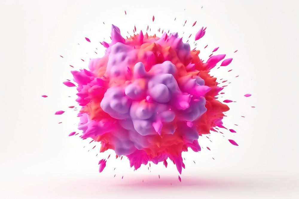 Explosion purple white background microbiology.