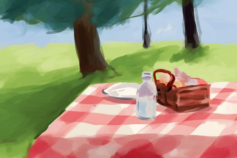  Picnic at park refreshment tablecloth relaxation. AI generated Image by rawpixel.