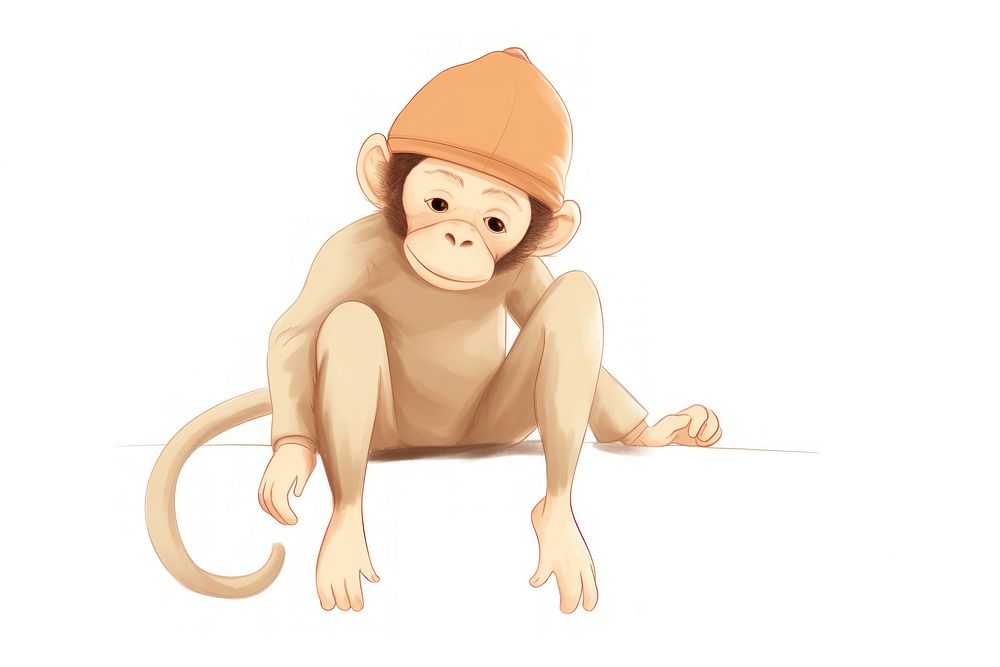 Monkey wear hat mammal animal cute.