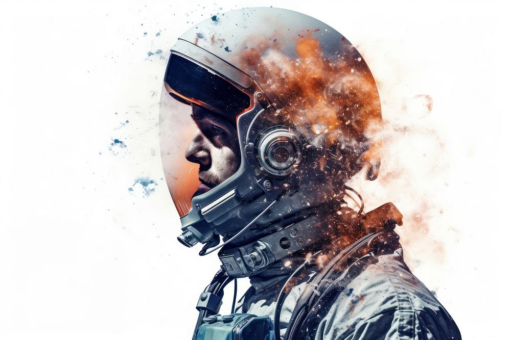 Double exposure photography astronaut and milky way galaxy helmet adult protection.
