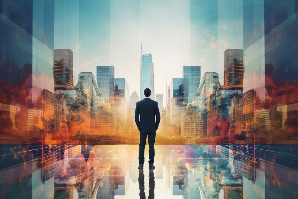  Business man city architecture metropolis. AI generated Image by rawpixel.