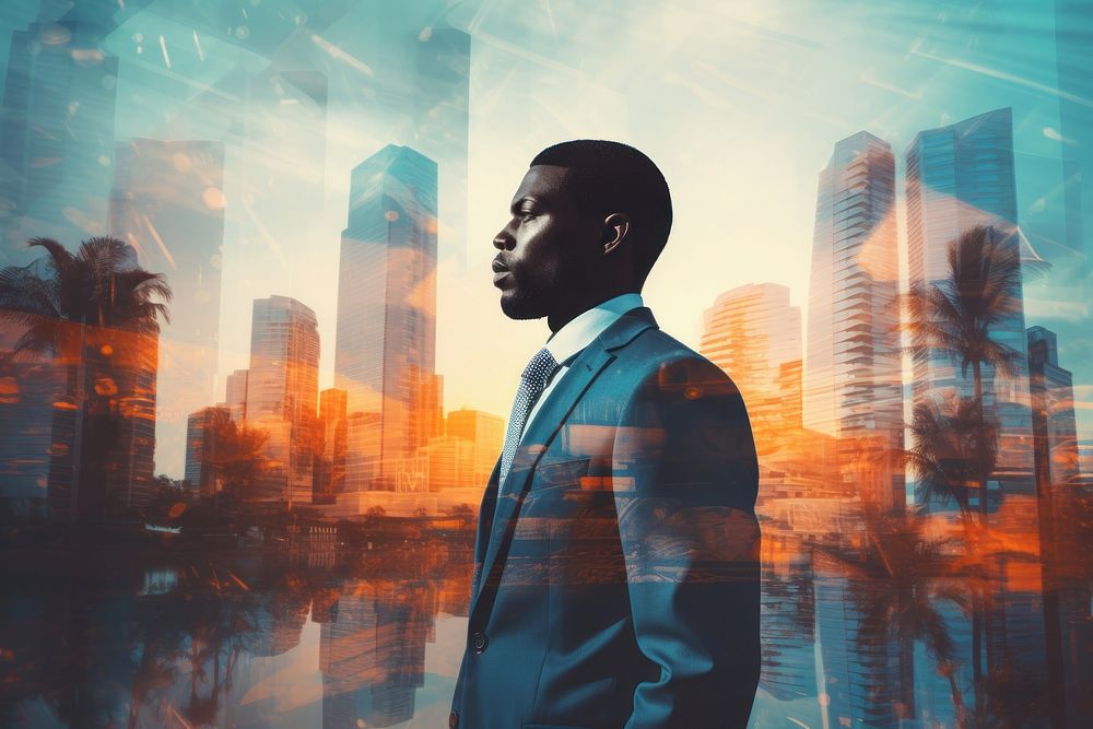  Business man Africa city architecture photography. AI generated Image by rawpixel.