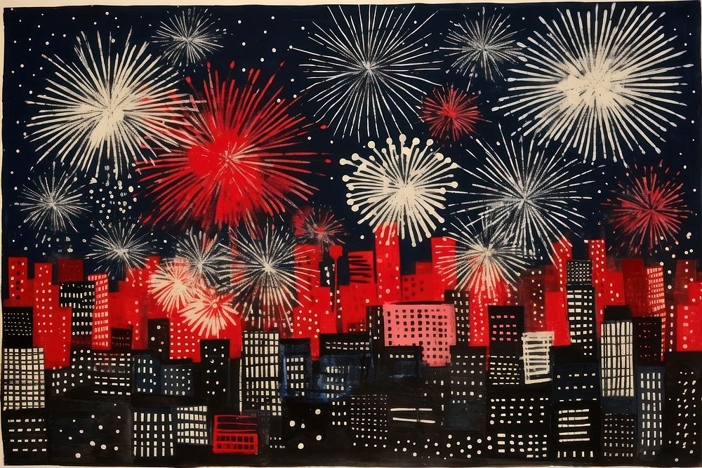 Fireworks city art architecture. AI generated Image by rawpixel.