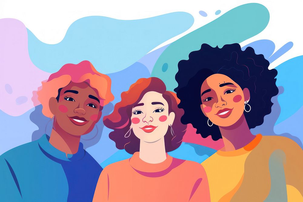 Flat illustration of inclusivity group portrait drawing adult. AI generated Image by rawpixel.