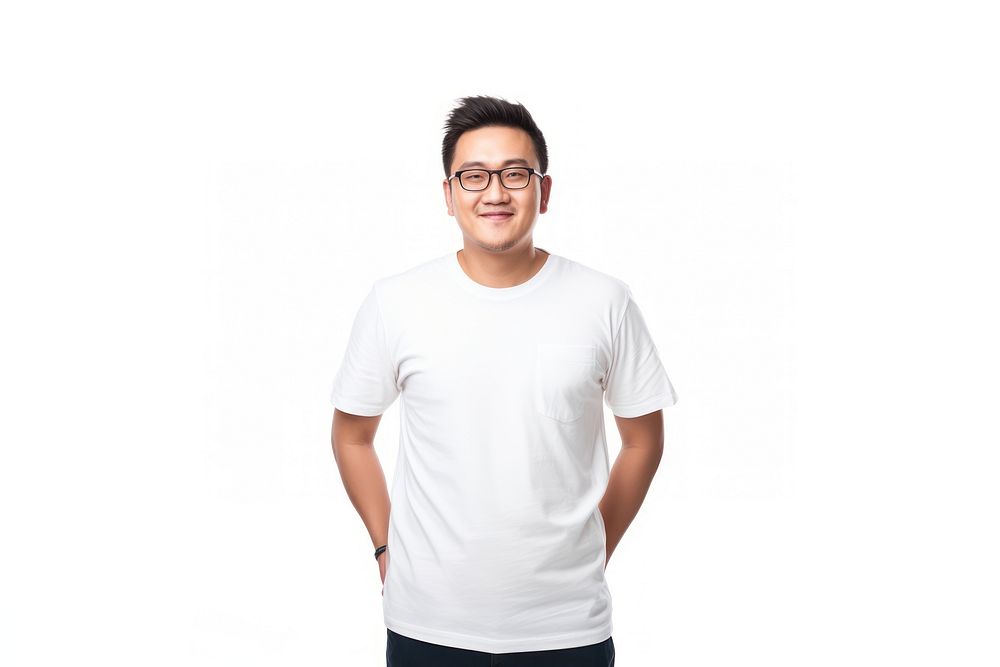 Man in white t-shirt glasses sleeve adult.