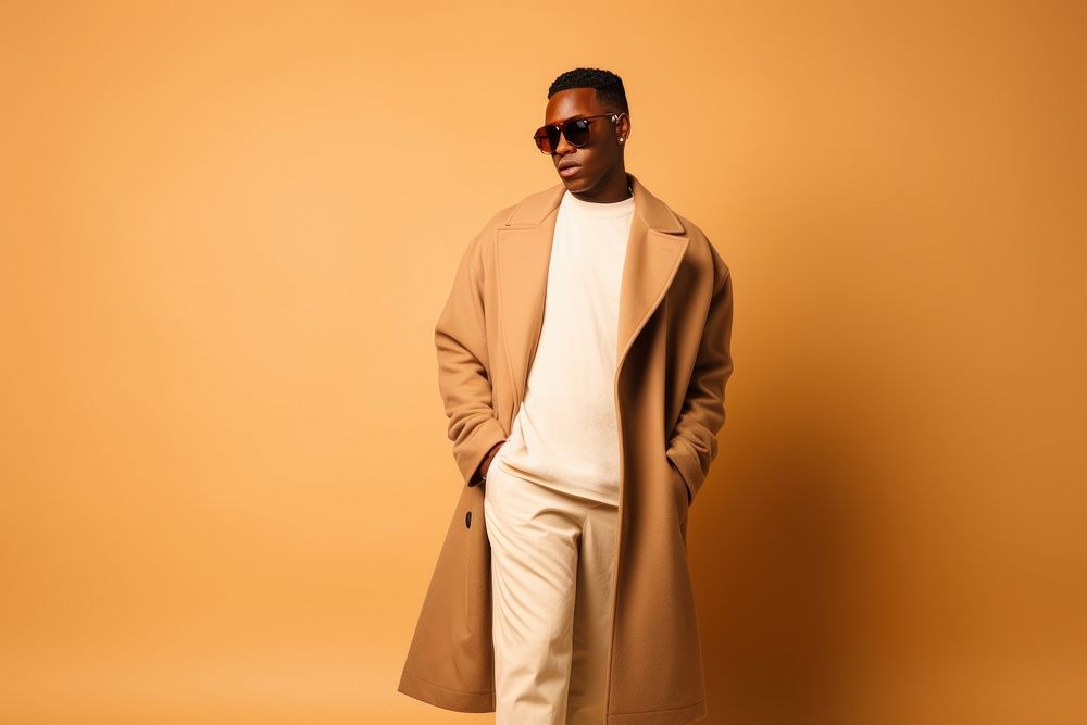 African american coat sunglasses overcoat.
