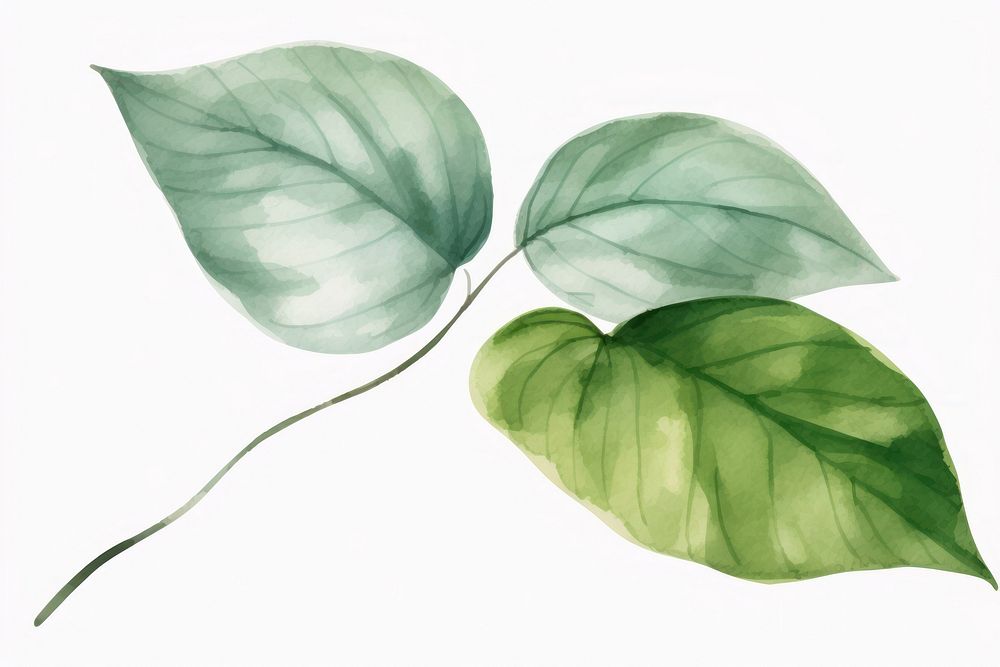 Hand painted leaf watercolor drawing green background backgrounds plant xanthosoma.