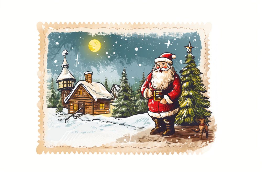 Postage stamp christmas tree representation.
