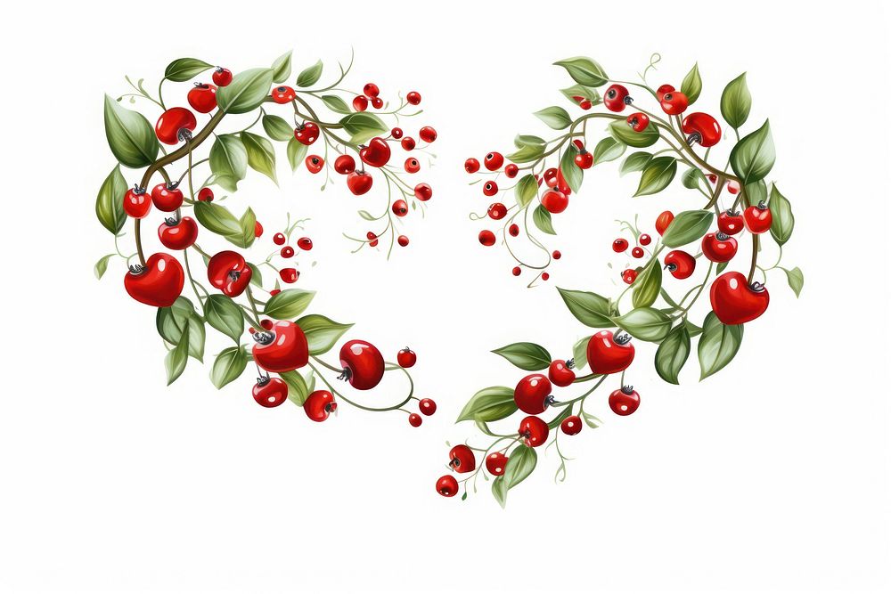 Mistletoe cherry plant heart. AI generated Image by rawpixel.