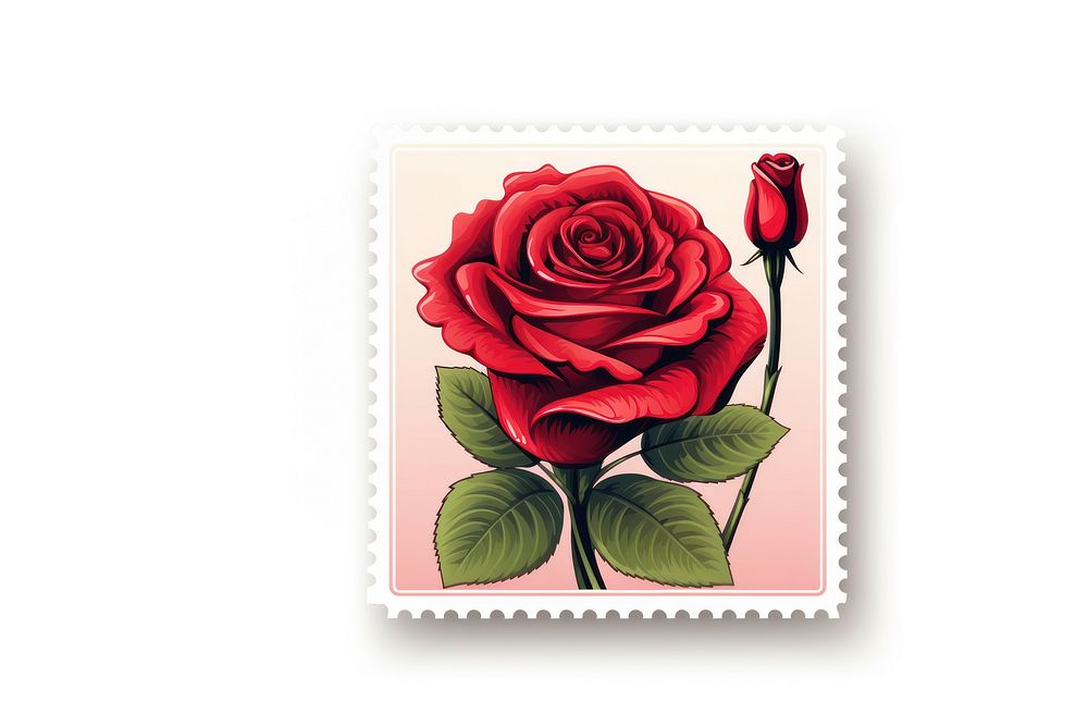 Valentine postage stamp flower plant rose.