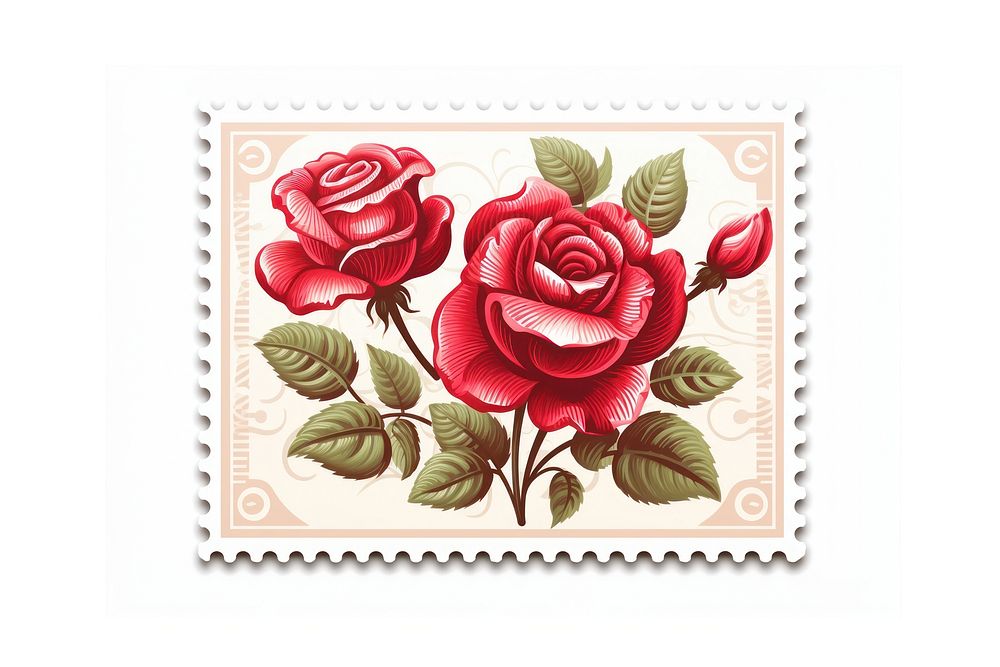 Valentine postage stamp pattern flower plant.