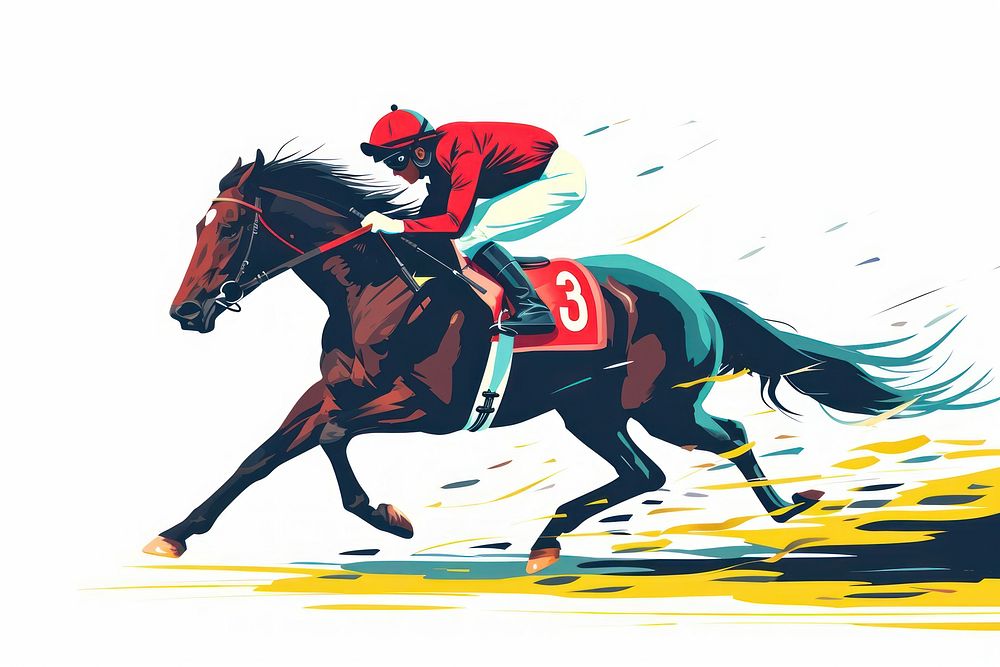 Jockey riding racehorse on a fast speed mammal animal adult.