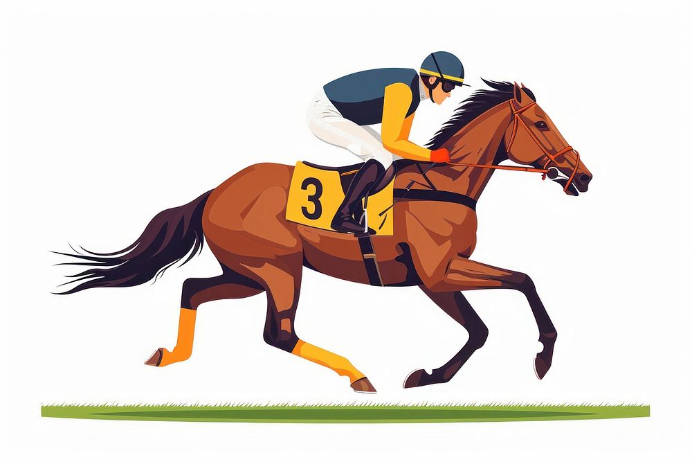 Jockey riding racehorse on a fast speed mammal animal sports.