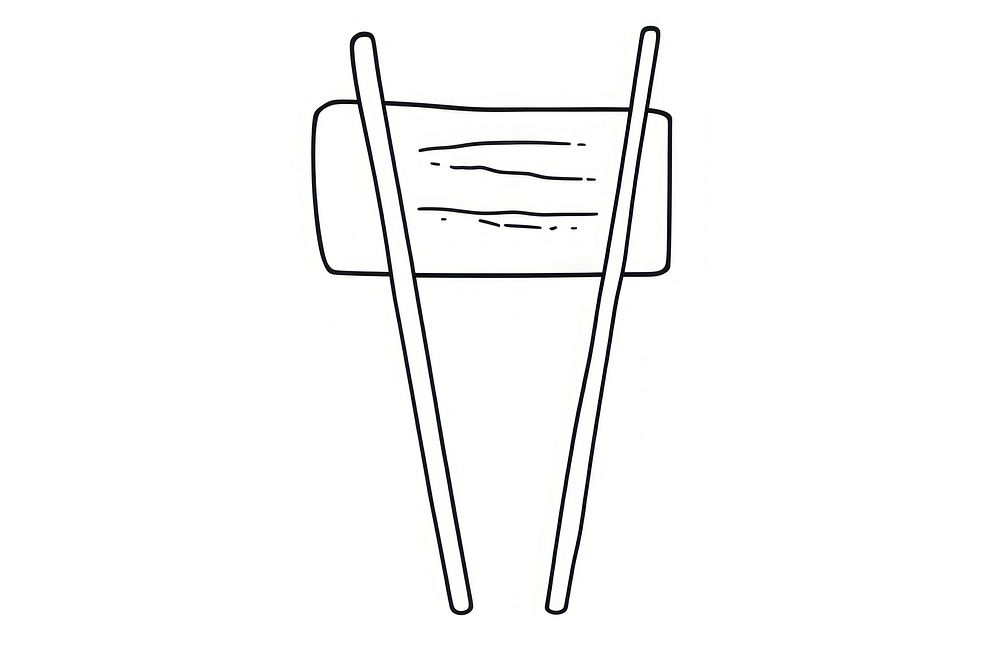 Minimal illustration of chopstick drawing line white background.