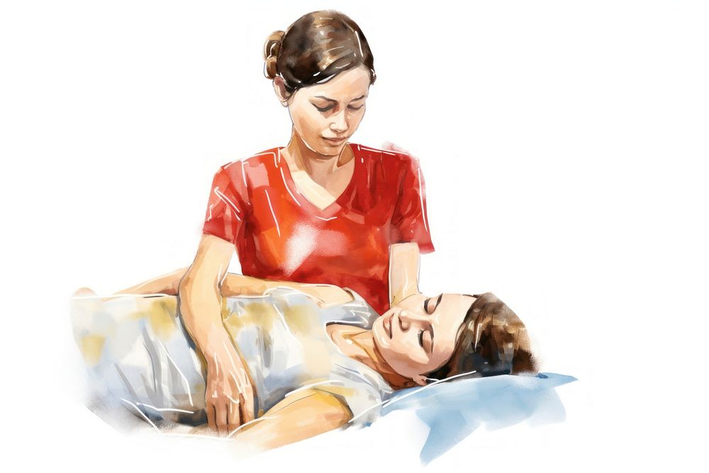 Massage patient adult white background.