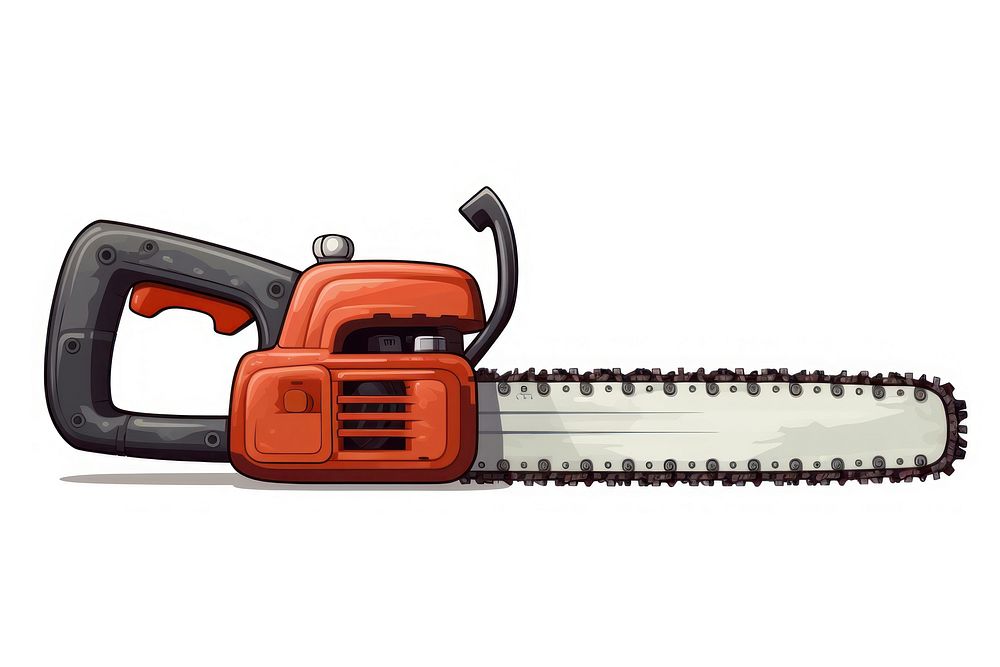 Chainsaw tool white background technology.