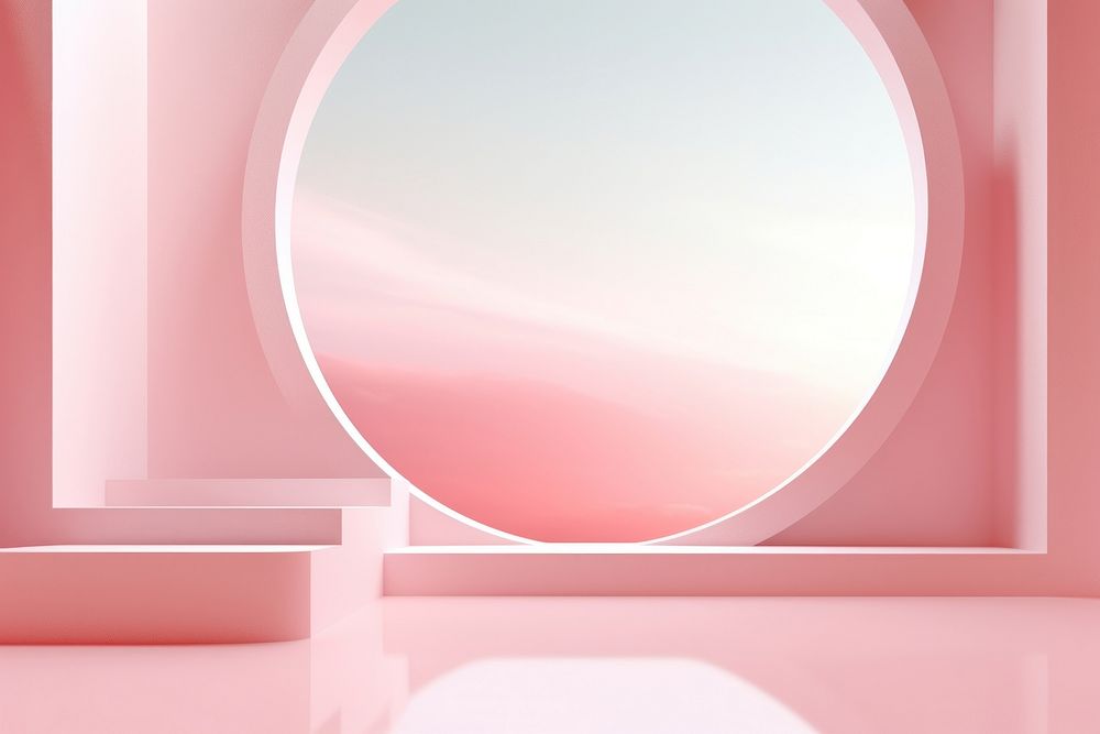  Pink background architecture reflection porthole. AI generated Image by rawpixel.